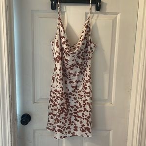 12th tribe silk cow print dress size Large